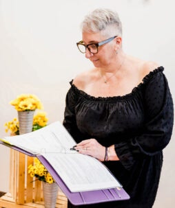 Lori - Reading wedding script - Photography courtesy of McGlynn Media