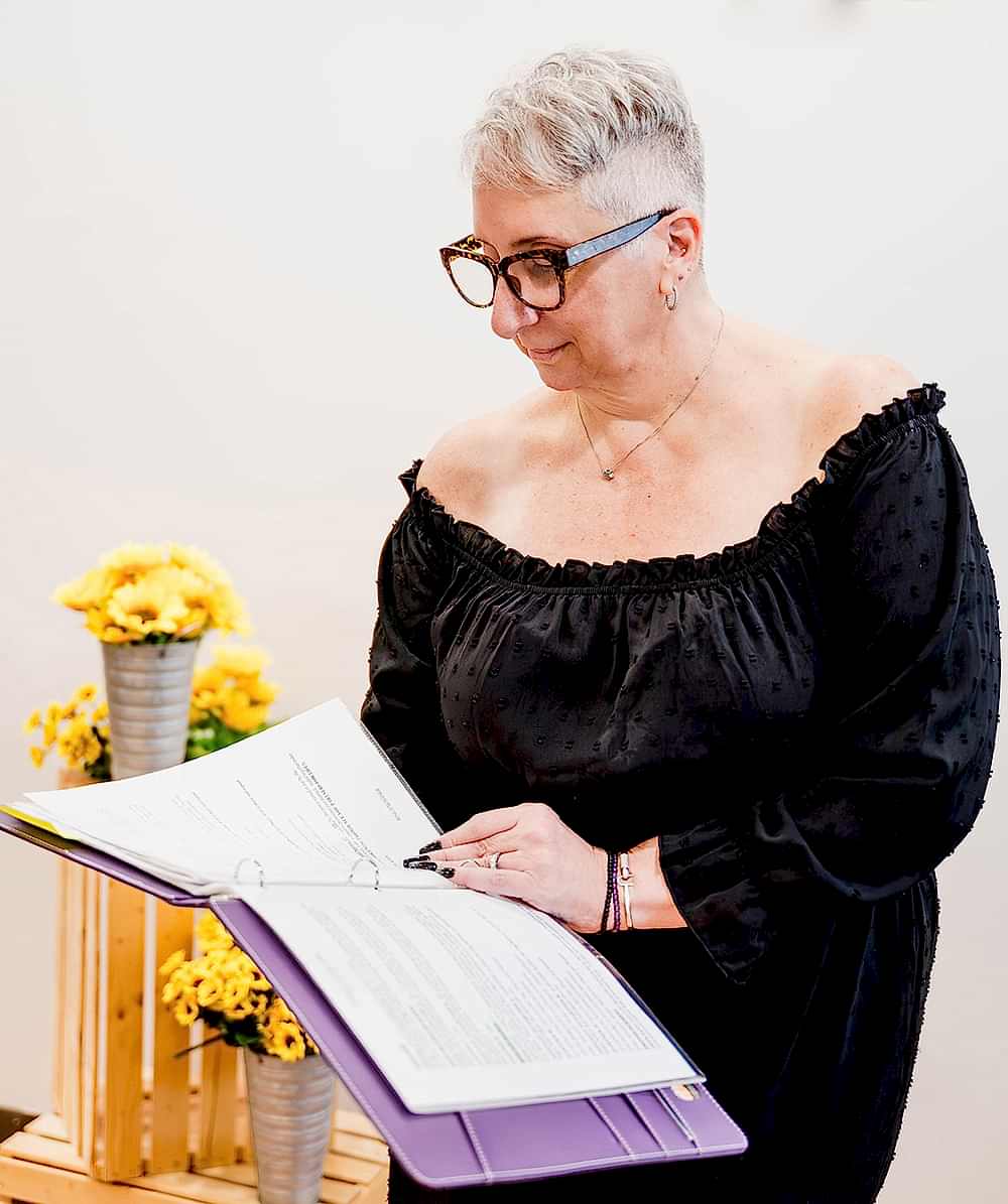 Lori - Reading wedding script - Photography courtesy of McGlynn Media